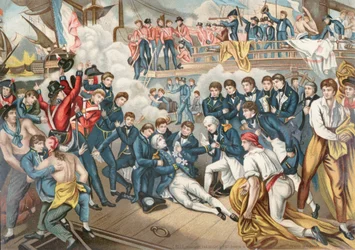De dood van admiraal Lord Nelson bij de Slag om Trafalgar